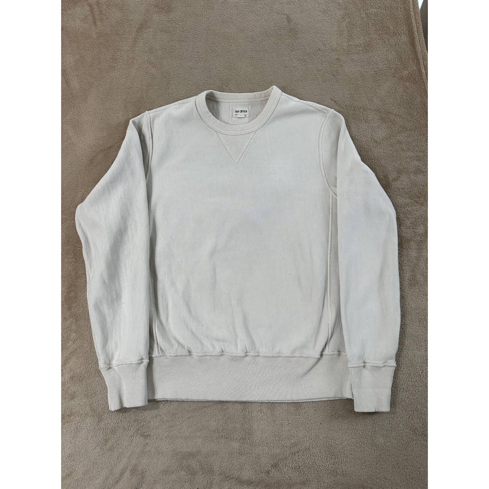 Todd Snyder Crewneck Sweatshirt Mens Size Small Cream Cotton Made Canada